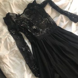 Black mesh sequin dress (fashionnova)